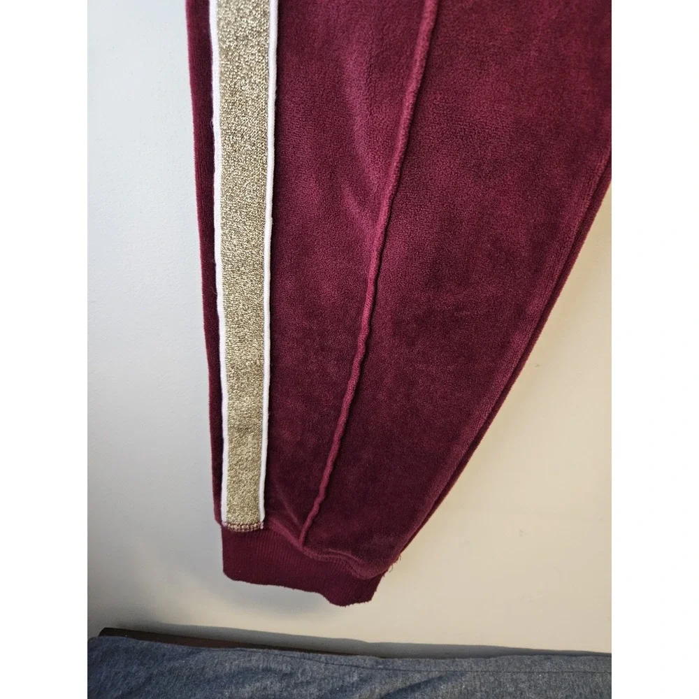 Justice Active Girls‎ Dance Velour Outfit Set Hoodie Joggers Burgundy Gold Sz 10